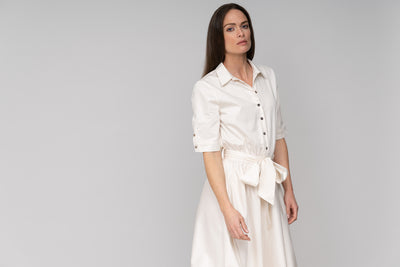 LE MARAIS IVORY EVERYDAY MIDI SHIRT DRESS