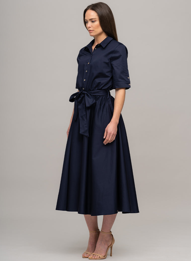 LE MARAIS NAVY EVERYDAY MIDI SHIRT DRESS