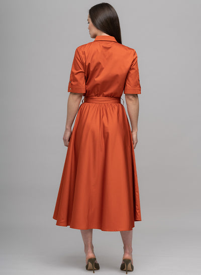 LE MARAIS BURNT ORANGE EVERYDAY MIDI SHIRT DRESS