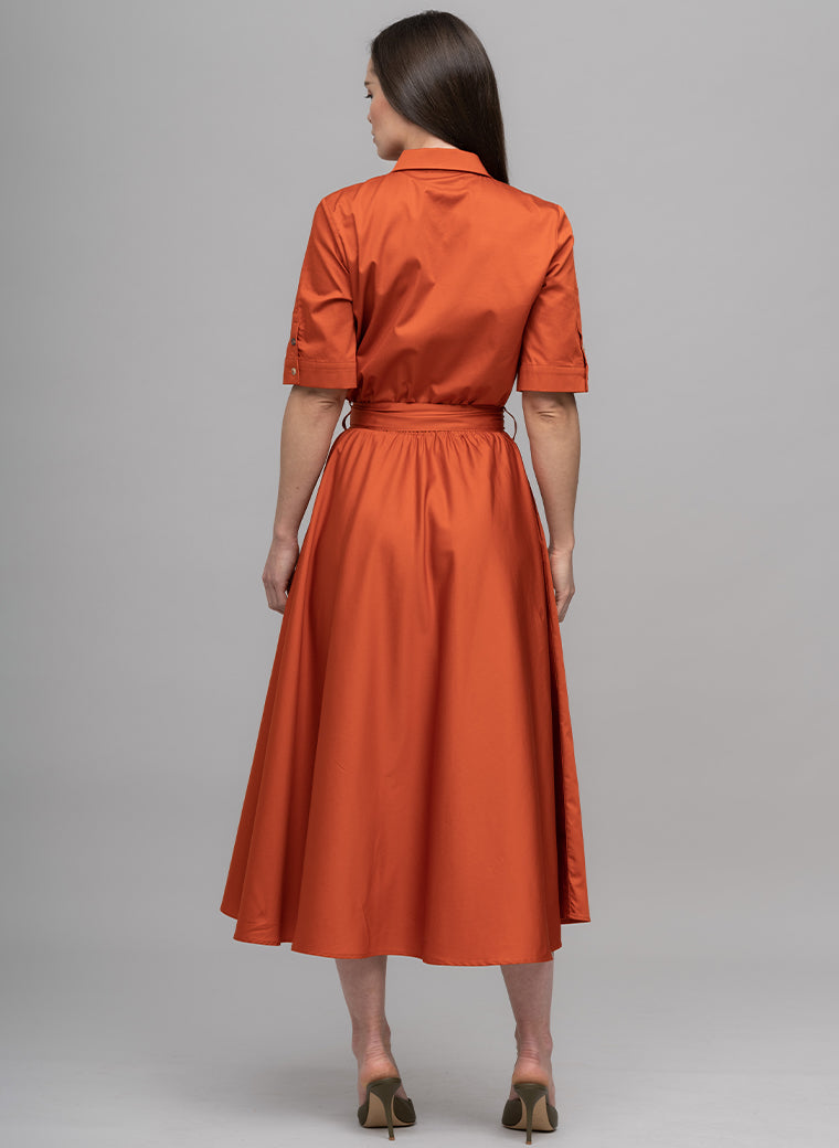 LE MARAIS BURNT ORANGE EVERYDAY MIDI SHIRT DRESS