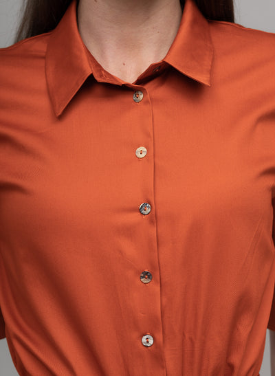 LE MARAIS BURNT ORANGE EVERYDAY MIDI SHIRT DRESS