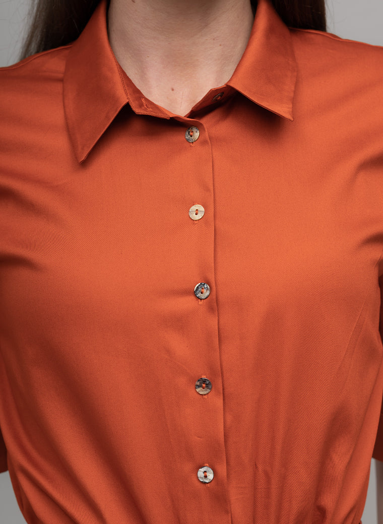 LE MARAIS BURNT ORANGE EVERYDAY MIDI SHIRT DRESS
