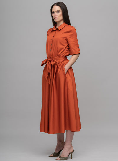 LE MARAIS BURNT ORANGE EVERYDAY MIDI SHIRT DRESS