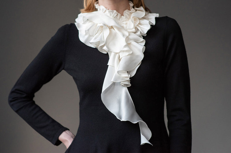 MARIE IVORY SILK DETACHABLE RUFFLE COLLAR