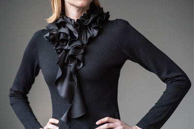 MARIE BLACK SILK DETACHABLE RUFFLE COLLAR