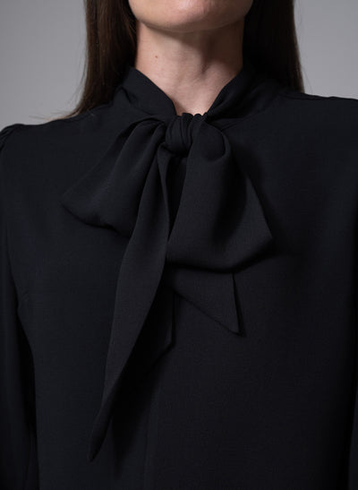 MATHILDE BLACK PUSSY BOW BLOUSE