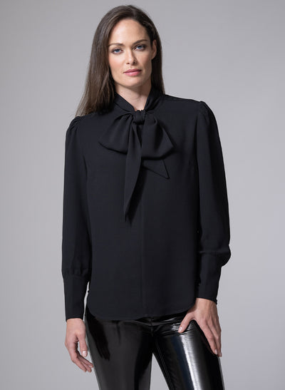 MATHILDE BLACK PUSSY BOW BLOUSE