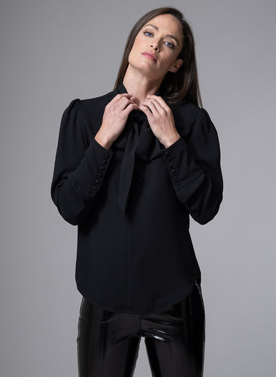 Mathilde Black Pussy Bow Blouse