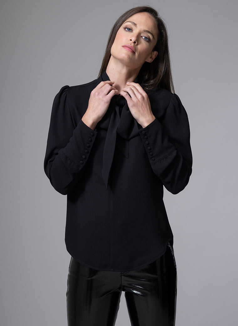 Mathilde Black Pussy Bow Blouse
