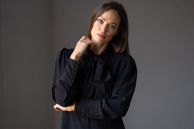 MATHILDE BLACK PUSSY BOW BLOUSE