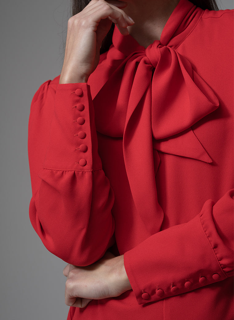 Mathilde Red Pussy Bow Blouse