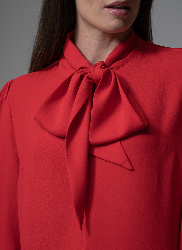 Mathilde Red Pussy Bow Blouse