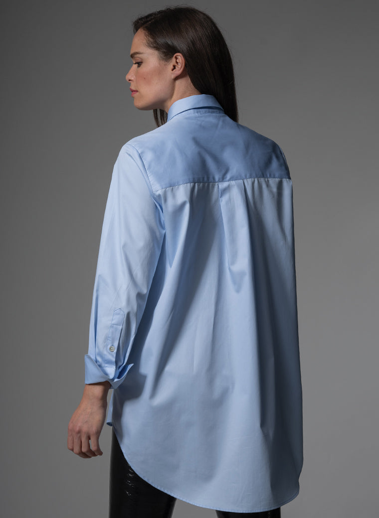 MISTER DARCY LIGHT BLUE ORGANIC COTTON OVERSIZED BOYFRIEND SHIRT