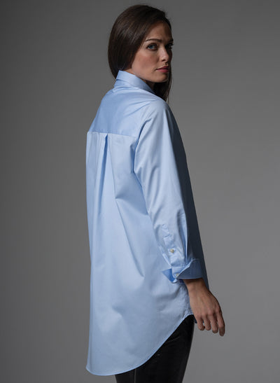 MISTER DARCY LIGHT BLUE ORGANIC COTTON OVERSIZED BOYFRIEND SHIRT