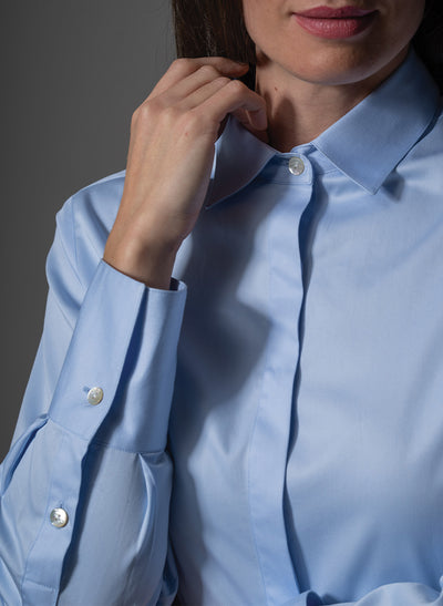 MISTER DARCY LIGHT BLUE ORGANIC COTTON OVERSIZED BOYFRIEND SHIRT