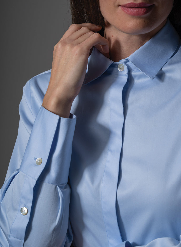 MISTER DARCY LIGHT BLUE ORGANIC COTTON OVERSIZED BOYFRIEND SHIRT