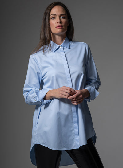 MISTER DARCY LIGHT BLUE ORGANIC COTTON OVERSIZED BOYFRIEND SHIRT