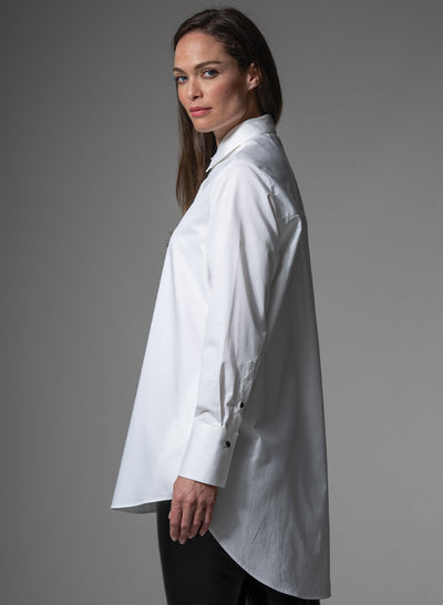 MISTER DARCY WHITE ORGANIC COTTON OVERSIZED BOYFRIEND SHIRT