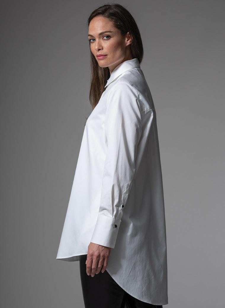 MISTER DARCY WHITE ORGANIC COTTON OVERSIZED BOYFRIEND SHIRT
