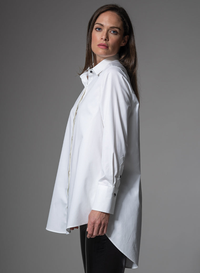 MISTER DARCY WHITE ORGANIC COTTON OVERSIZED BOYFRIEND SHIRT