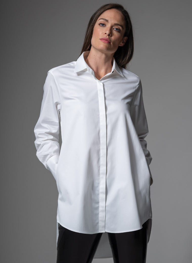 MISTER DARCY WHITE ORGANIC COTTON OVERSIZED BOYFRIEND SHIRT