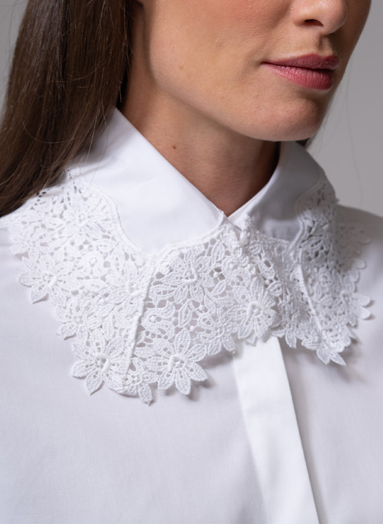 MYFANWY WHITE FLORAL LACE COLLAR