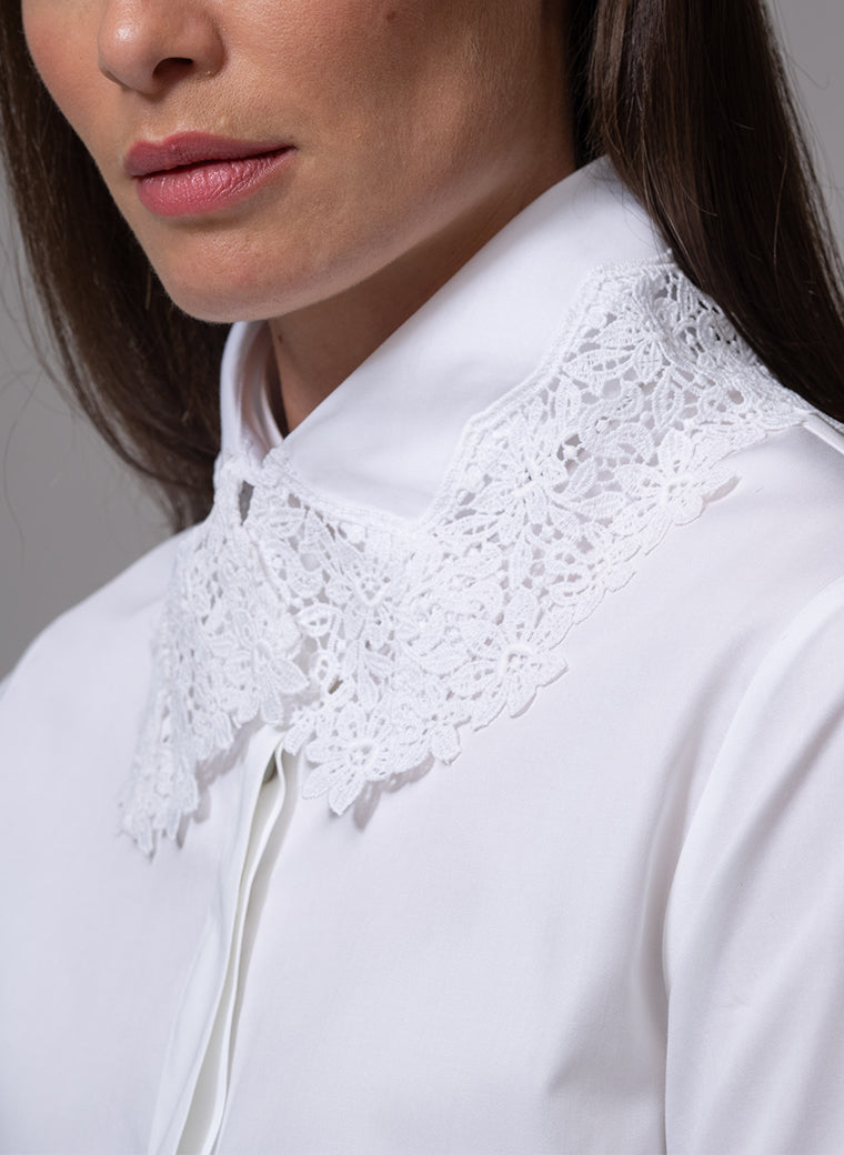 MYFANWY WHITE FLORAL LACE COLLAR