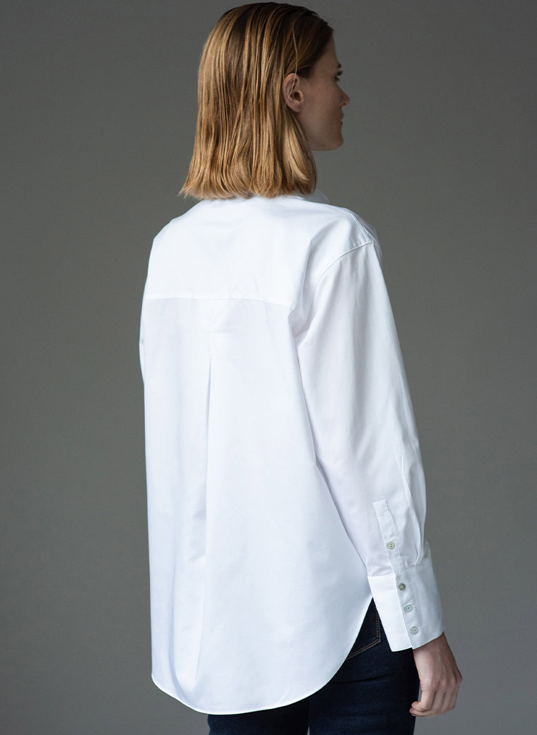paris white oversized easy fit cotton shirt back view