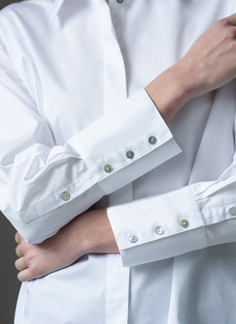 paris white oversized easy fit cotton shirt cuffs