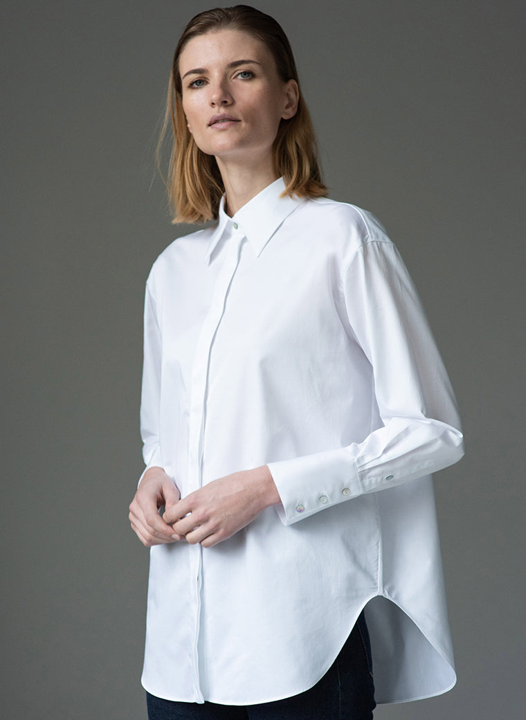 paris white oversized easy fit cotton shirt