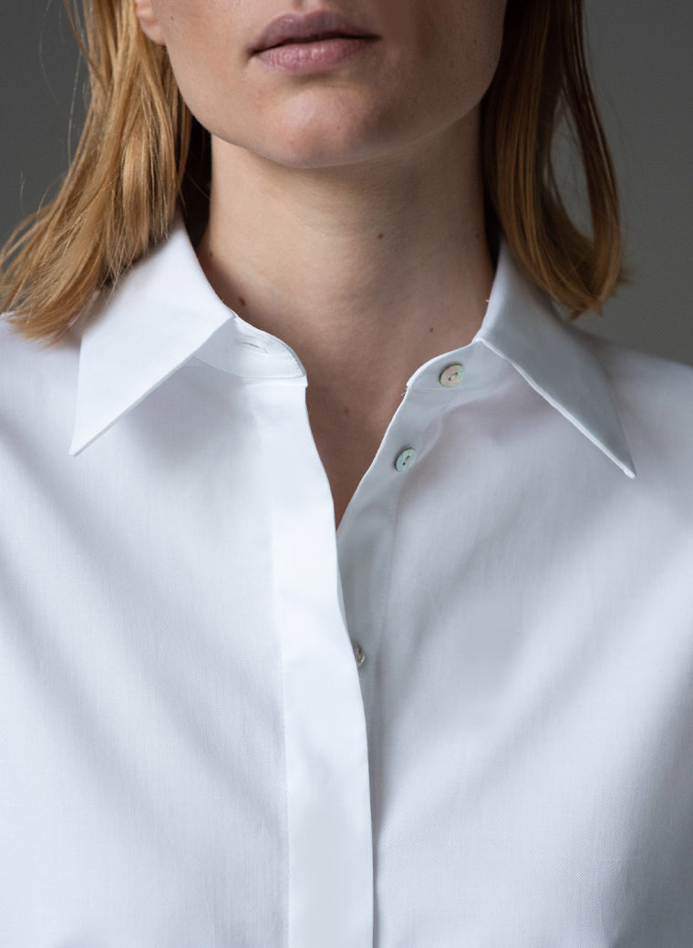 paris white oversized easy fit cotton shirt open button