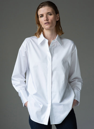 paris white oversized easy fit cotton shirt
