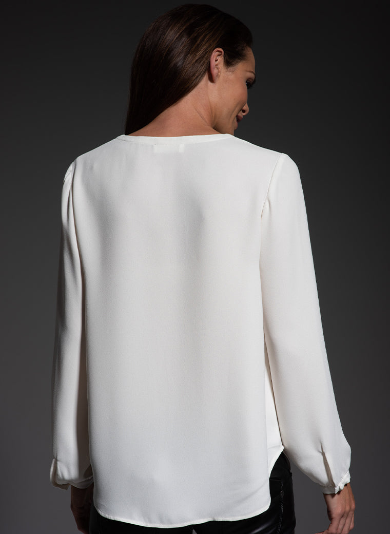 SOPHIE V-NECK LOOSE FIT IVORY BLOUSE