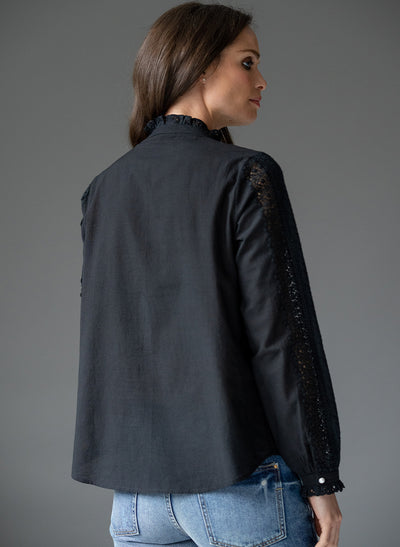 TILLY BLACK EMBROIDERED BOHO RANGE SHIRT