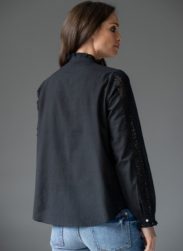 TILLY BLACK EMBROIDERED BOHO RANGE SHIRT