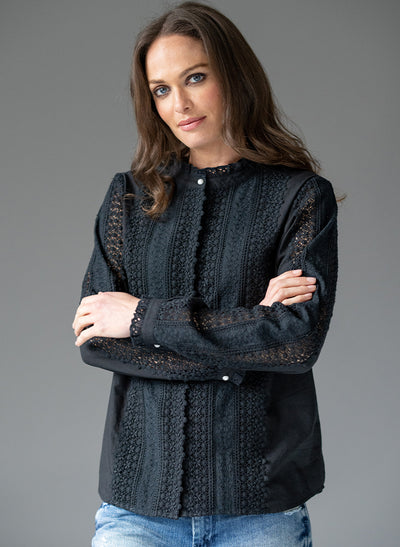 TILLY BLACK EMBROIDERED BOHO RANGE SHIRT