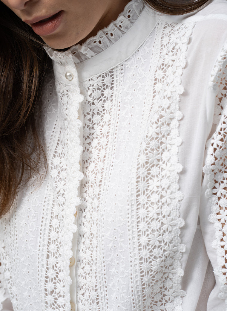 TILLY IVORY EMBROIDERED BOHO RANGE SHIRT