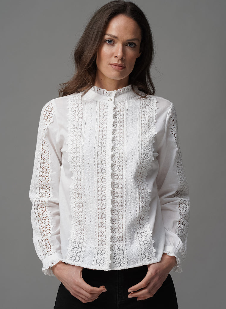 TILLY IVORY EMBROIDERED BOHO RANGE SHIRT