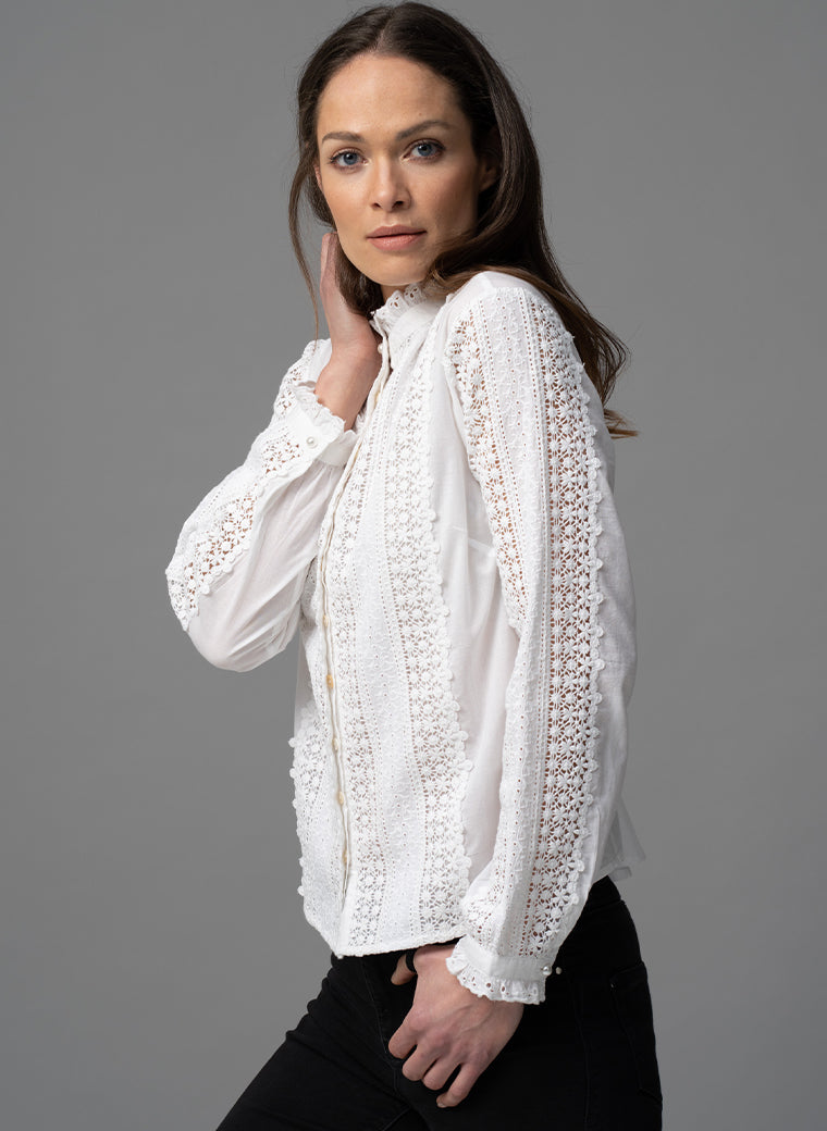 TILLY IVORY EMBROIDERED BOHO RANGE SHIRT