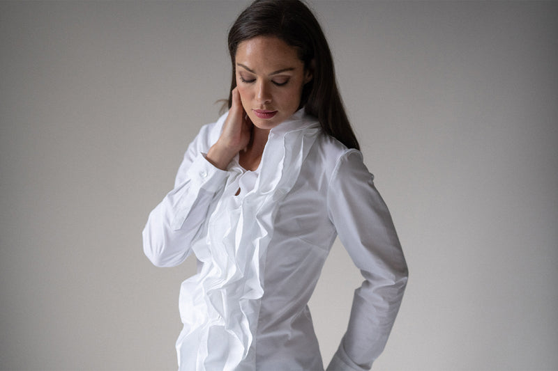VENICE RUFFLE FRONT LONG SLEEVED SHIRT