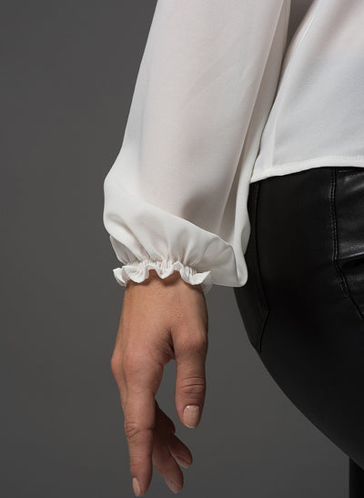 Victoria ivory ruffle cuff long sleeve shirt
