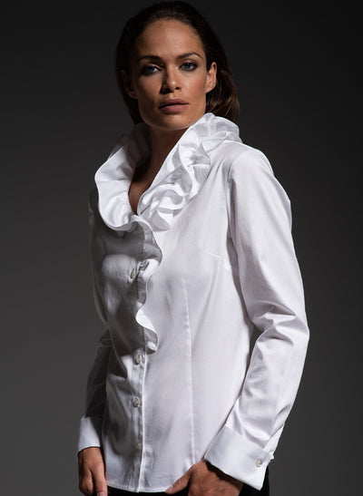 Willow white frill collar shirt viewed from the side