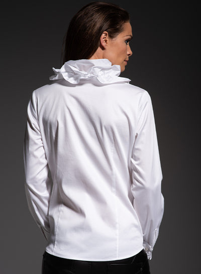 Willow white frill collar shirt viewed from the back`